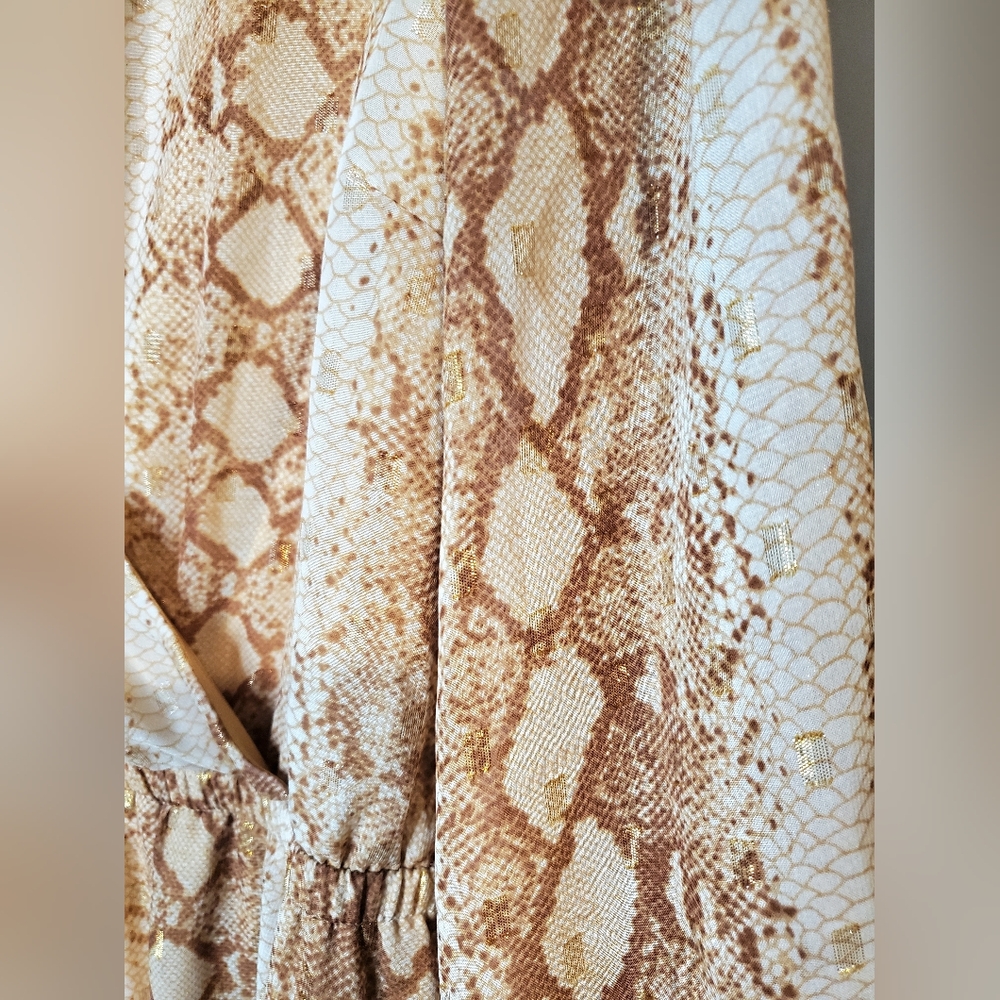 Lane Bryant Surplice Gold Midi Dress - Picture 8 of 13